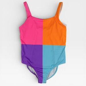 Andy & Evan Girls Color Block One Piece Swimsuit UPF 50+ Size XL 16 NWT